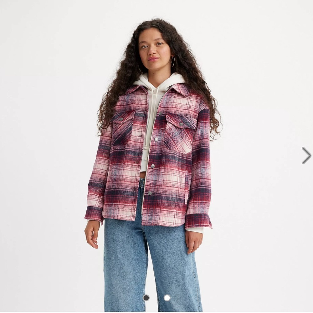 Levi's Red Plaid Hooded Jacket